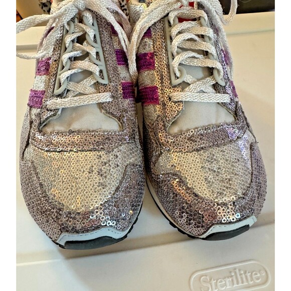 NEW Adidas ZX 500 Sequin Low Top Silver Women's Sneakers Sz 8 - Picture 5 of 11